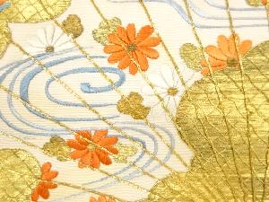アンティーク　檜扇に菊模様刺繍名古屋帯